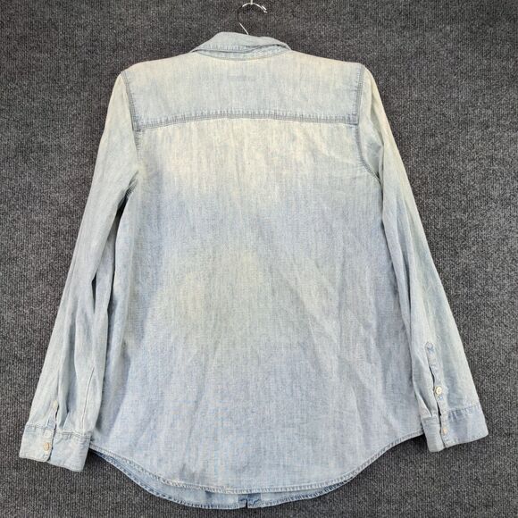 J. Jill Women's Denim Button Up Shirt Blue Small Long Sleeve Chest Pocket Cotton - Picture 5 of 12